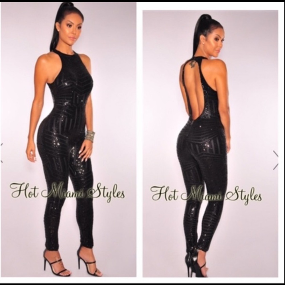 Black Sequin Jumpsuit